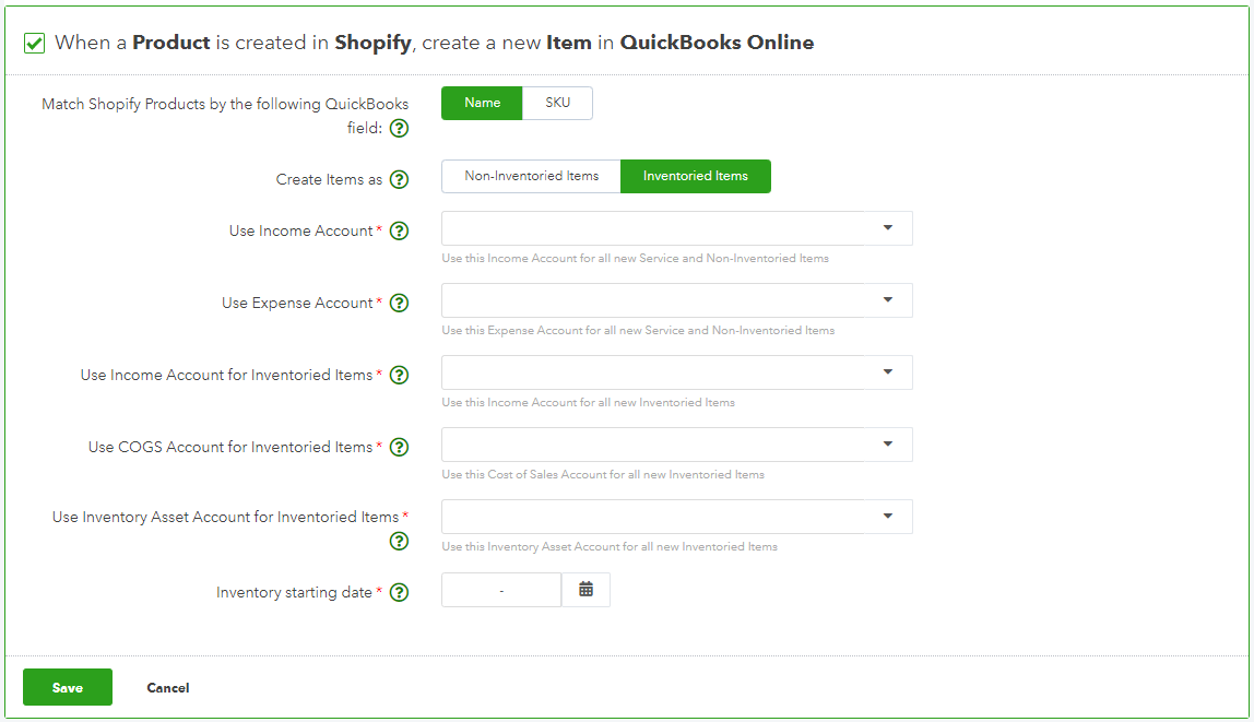 Managing the push of products to your QuickBooks Online – Support